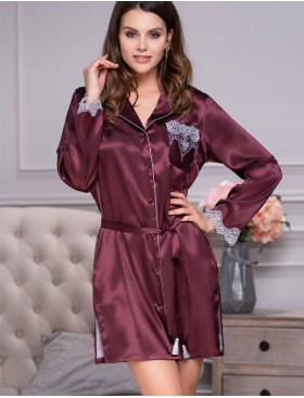 Шелковый халат-рубашка Mia-Amore LAURA 3297 бордовый, Цвет: бордовый, Размеры: XL