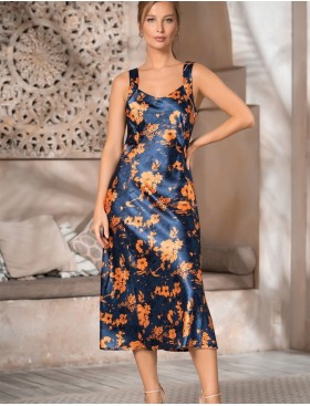 Шелковая длинная сорочка Mia-Amore QIARA 3785, Цвет: синий, Размеры: 2XL, изображение 3