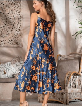 Шелковая длинная сорочка Mia-Amore QIARA 3785, Цвет: синий, Размеры: 2XL, изображение 2