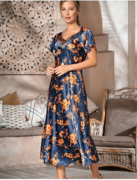 Длинная сорочка из шелка Mia-Amore QIARA 3828, Цвет: синий, Размеры: 3XL, изображение 4