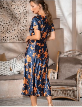 Длинная сорочка из шелка Mia-Amore QIARA 3828, Цвет: синий, Размеры: 3XL, изображение 3