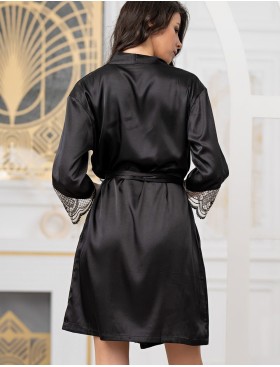 Шёлковый халат Mia-Amore REGINA 3903 черный, Цвет: черный, Размеры: L/XL, изображение 2