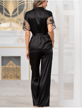 Пижама черная шелковая Mia-Amore REGINA 3906, Цвет: черный, Размеры: L, изображение 2