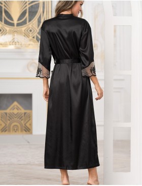 Шелковый халат макси Mia-Amore REGINA 3909 черный, Цвет: черный, Размеры: 4XL/5XL, изображение 2