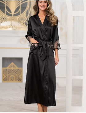 Шелковый халат макси Mia-Amore REGINA 3909 черный, Цвет: черный, Размеры: 4XL/5XL, изображение 3