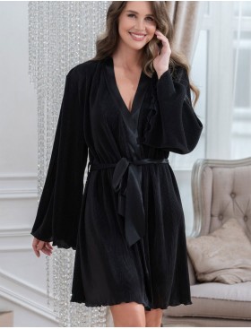 Халат короткий плиссированный Mia-Amore ROXY 7373 черный, Цвет: черный, Размеры: S/M