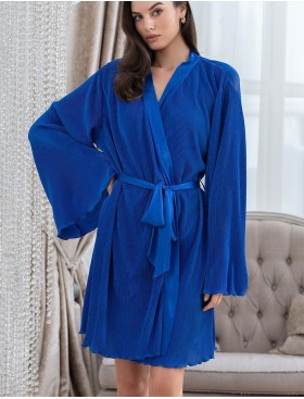 Халат короткий плиссированный Mia-Amore ROXY 7373 синий, Цвет: синий, Размеры: S/M