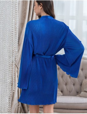 Халат короткий плиссированный Mia-Amore ROXY 7373 синий, Цвет: синий, Размеры: S/M, изображение 2