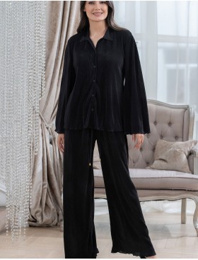 Брючный комплект плиссированный Mia-Amore ROXY 7376 черный, Цвет: черный, Размеры: L