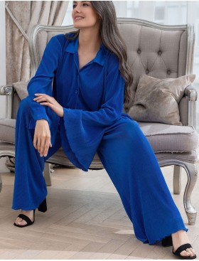 Брючный комплект плиссированный Mia-Amore ROXY 7376 синий, Цвет: синий, Размеры: L