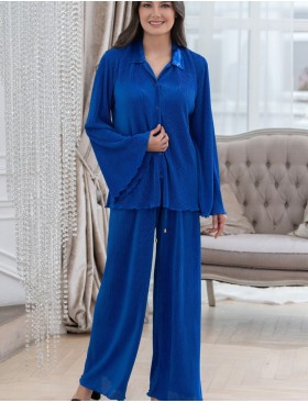 Брючный комплект плиссированный Mia-Amore ROXY 7376 синий, Цвет: синий, Размеры: L, изображение 4