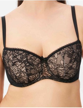 Бюстгальтер балконет тюльпан Milavitsa 124950 черный с нюдом, Цвет: черный с нюдом, Размеры: 90C