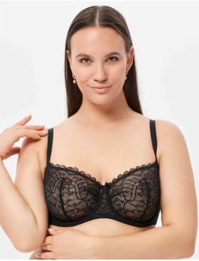 Мягкий кружевной бюстгальтер Milavitsa 129000 черный с нюдом, Цвет: черный с нюдом, Размеры: 70G, изображение 4