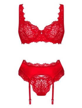 Соблазнительный комплект-тройка Obsessive AMOR CHERRIS SET, Цвет: красный, Размеры: L/XL, изображение 3