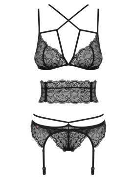 Эротический комплект Obsessive FRIVOLLA SET 4 черный, Цвет: черный, Размеры: L/XL, изображение 3