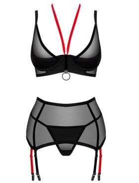 Сексуальный комплект с поясом Obsessive GLANDEZ, Цвет: черный, Размеры: XS/S, изображение 3