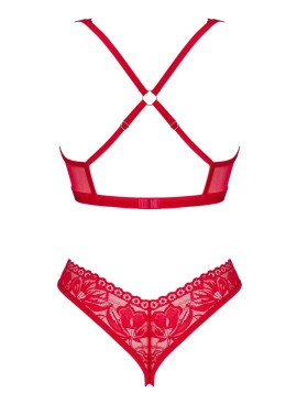 Откровенный комплект Obsessive LACELOVE CUPLESS SET, Цвет: красный, Размеры: XS/S, изображение 4