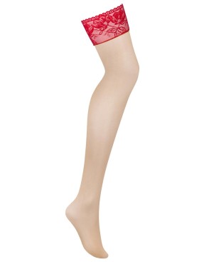 Чулочки под пояс Obsessive LACELOVE STOCKINGS, Цвет: красный, Размеры: M/L, изображение 4