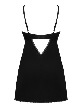 Сорочка с кружевом + стринги Obsessive ROSENTY CHEMISE, Цвет: черный, Размеры: XS/S, изображение 4