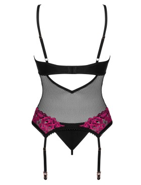 Сексуальный корсет + стринги Obsessive ROSENTY CORSET, Цвет: черный, Размеры: XS/S, изображение 4