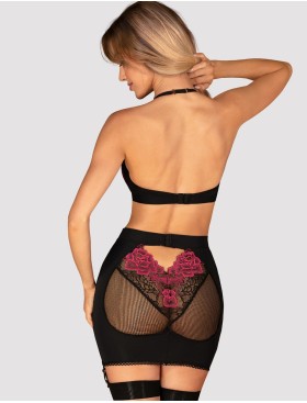 Соблазнительный комплект с юбкой Obsessive ROSENTY TOP & SKIRT, Цвет: черный, Размеры: XS/S, изображение 2