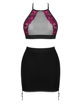 Соблазнительный комплект с юбкой Obsessive ROSENTY TOP & SKIRT, Цвет: черный, Размеры: XS/S, изображение 3
