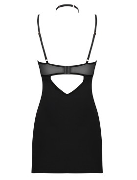 Черная сорочка + стринги Obsessive SELINNE CHEMISE, Цвет: черный, Размеры: XS/S, изображение 4