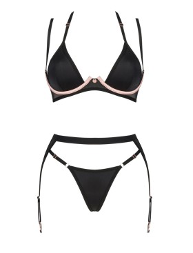 Сексуальный комплект с поясом Obsessive SELINNE SET, Цвет: черный, Размеры: XS/S, изображение 3