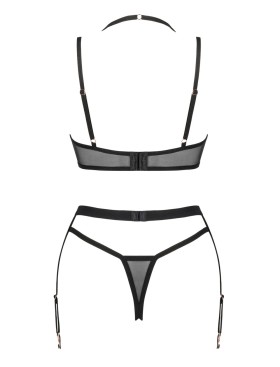 Сексуальный комплект с поясом Obsessive SELINNE SET, Цвет: черный, Размеры: XS/S, изображение 4