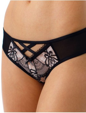 Трусики бразилиана Coquette Revue JETAIME 63129, Цвет: телесный с черным, Размеры: S