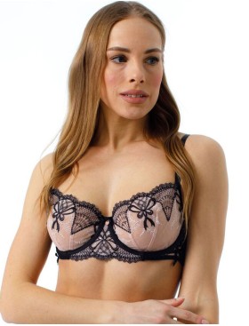 Мягкий бюстгальтер балконет Coquette Revue JETAIME 81129, Цвет: телесный с черным, Размеры: 95C, изображение 3