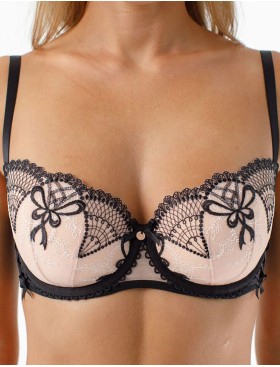 Бюстгальтер балконет тюльпан Coquette Revue JETAIME 87129, Цвет: телесный с черным, Размеры: 90B