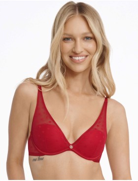 Бюстгальтер пуш-ап в горох Esotiq IZZIE 40920 красный, Цвет: красный, Размеры: 80C, изображение 3