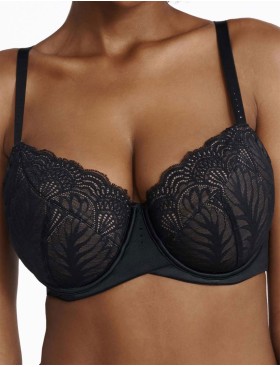Атласный бюстгальтер с кружевом Esotiq ISABELLE 41022 черный, Цвет: черный+графит, Размеры: 65H