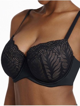 Атласный бюстгальтер с кружевом Esotiq ISABELLE 41022 черный, Цвет: черный+графит, Размеры: 65H, изображение 3
