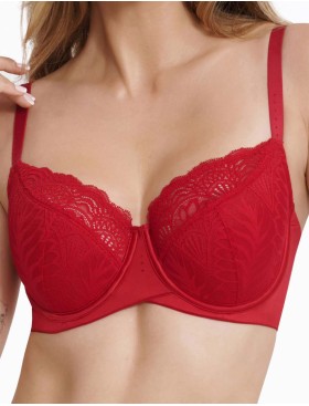 Атласный бюстгальтер с кружевом Esotiq ISABELLE 41022 красный, Цвет: красный, Размеры: 70I