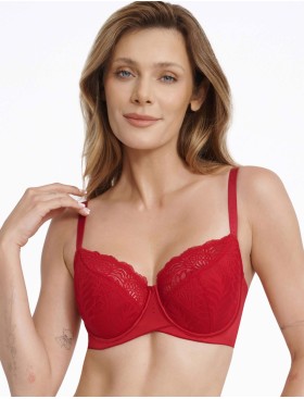 Атласный бюстгальтер с кружевом Esotiq ISABELLE 41022 красный, Цвет: красный, Размеры: 70I, изображение 3