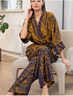 Комплект с брюками из шелка и вискозы Mia-Amore CHAMELEON 4056, Цвет: темно-синий, Размеры: S