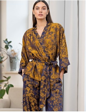 Комплект с брюками из шелка и вискозы Mia-Amore CHAMELEON 4056, Цвет: темно-синий, Размеры: S, изображение 3