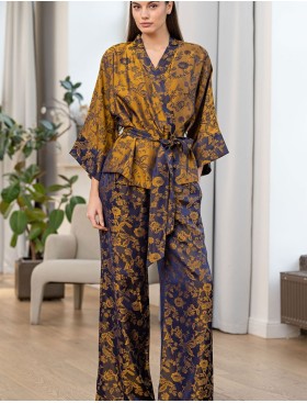 Комплект с брюками из шелка и вискозы Mia-Amore CHAMELEON 4056, Цвет: темно-синий, Размеры: S, изображение 4