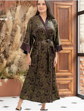 Длинный халат из шелка Mia-Amore ELECTRA 4019, Цвет: баклажан, Размеры: 4XL/5XL