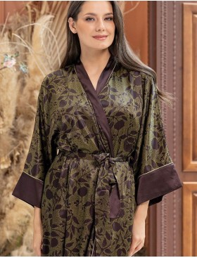 Длинный халат из шелка Mia-Amore ELECTRA 4019, Цвет: баклажан, Размеры: 4XL/5XL, изображение 4