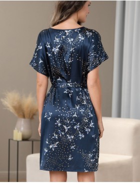 Атласная домашняя туника Mia-Amore GALAXY 7411, Цвет: темно-синий, Размеры: S/M, изображение 2