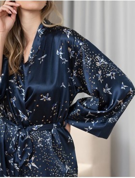 Шелковый атласный халат Mia-Amore GALAXY 7413, Цвет: темно-синий, Размеры: L/XL, изображение 5