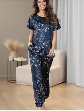 Комплект-двойка атласный Mia-Amore GALAXY 7416, Цвет: темно-синий, Размеры: L