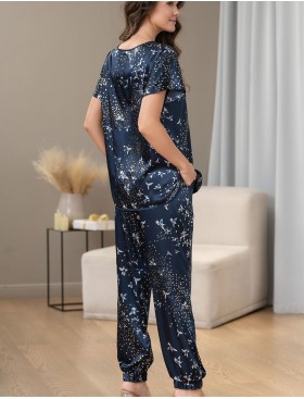 Комплект-двойка атласный Mia-Amore GALAXY 7416, Цвет: темно-синий, Размеры: L, изображение 2