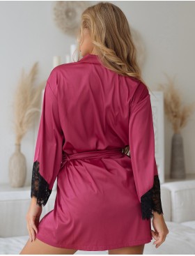 Малиновый халат с кружевом 5senses 7251, Цвет: малиновый, Размеры: XS/S, изображение 2
