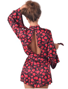 Короткий халат с широкими рукавами Anais MORGAN SHORT ROBE, Цвет: черный, Размеры: 2XL/3XL, изображение 2