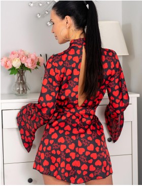 Короткий халат с широкими рукавами Anais MORGAN SHORT ROBE, Цвет: черный, Размеры: 2XL/3XL, изображение 4