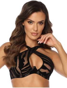 Мягкий бралетт с флоковым узором Kinga UNHOLY ALICE 1085-SC, Цвет: черный, Размеры: 80B, изображение 3